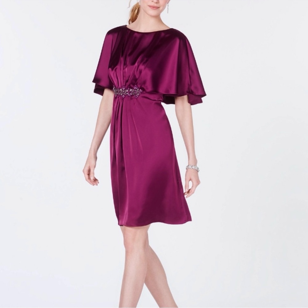 Adrianna Papell Pink Sheath Dress with Flutter Sleeves